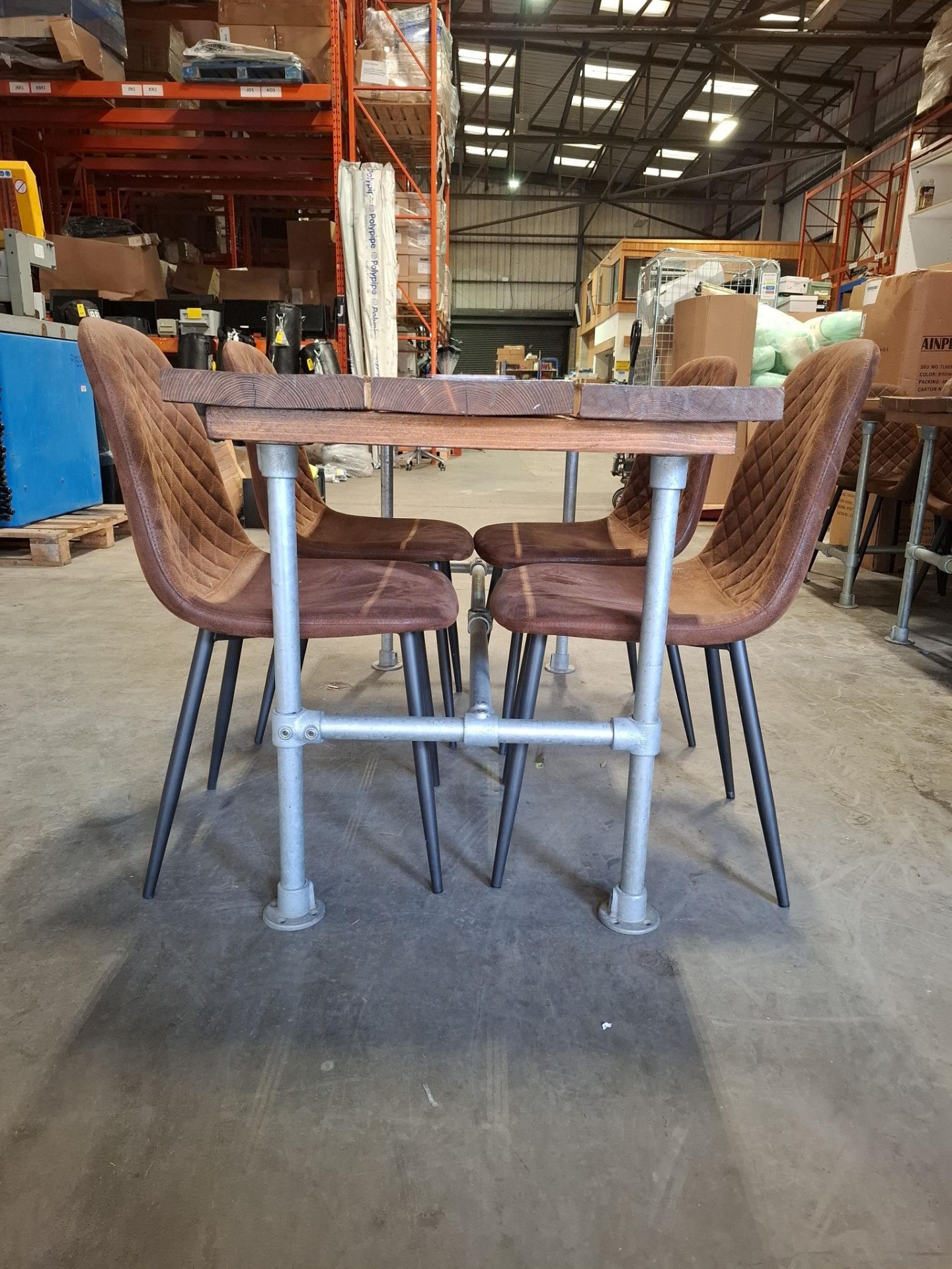 1 X BAR TABLE SET TO INCLUDE 4 CHAIRS AND 1 WOOD / METAL TABLE - Image 3 of 5