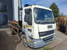 WHITE DAF 7.5 TONNE TIPPER TRUCK LF, REG NO: YK63 FWT