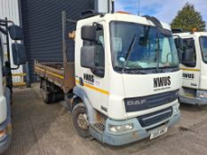 WHITE DAF 7.5 TONNE TIPPER TRUCK LF, REG NO: DX11 AMU