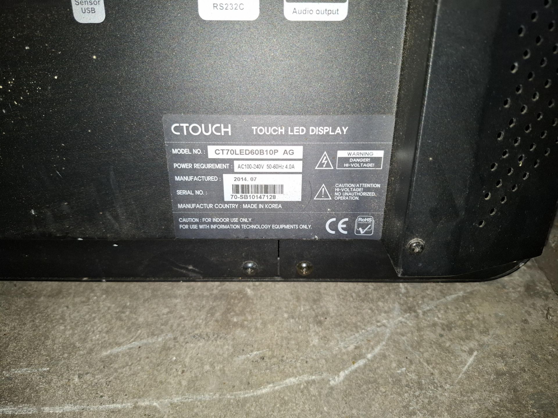 1 X CTOUCH INTERACTIVE TOUCH LED DISPLAY DESIGNED FOR EDUCATIONAL  / BUSINESS - MODEL NO CT70LED60B1 - Image 4 of 4