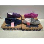 50 X BRAND NEW JYOTI SLIPPERS IN NAVY , FUSCHSIA , GREY , LILAC IN SIZES 3 , 4 , 5 , 6