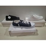 50 X BRAND NEW URBAN JACKS TRAINERS IN NAVY , ALL BLACK , WHITE AND GREY IN SIZES 3 , 4 , 5 , 6 7 ,