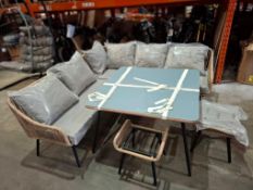 1 X PRE-BUILT LINEA 5 PIECE CORNER GARDEN SET TO INCLUDE 3 - SEATER GARDEN SOFA AND A TWO SEATER, TW
