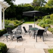 1 X IN BOX LINEA CARDABA 11 PIC OUTDOOR DINING SET TO INCLUDE 2 X TABLES , 6 X CHAIRS ,