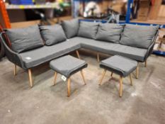 1 X PRE-BUILT LINEA 4 PIECE CORNER GARDEN SET TO INCLUDE  2 X 2 - SEATERS AND TWO FOOT STOOLS  ( NO