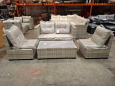 1 X PRE-BUILT LINEA 4 PIECE ALERIA LOUNGE GARDEN SET TO INCLUDE GLASS TABLE , 1 X SEATER SOFA AND 2