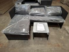 1 X PRE- BUILT KAUAL CORNER RATTAN CHAISE SET TO INCLUDE 1 X LOVE SEAT , 1 X CHAISE , 1 X GLASS