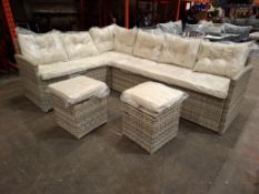 1 X IN BOX LINEA 4 PIECE CORNER GARDEN SET TO INCLUDE 2 X 2 - SEATERS AND TWO FOOT STOOLS