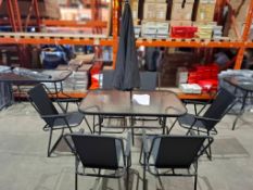 1 X 1 X PRE - BUILT STUDIO OXFORD 6 PIECE GARDEN SET TO INCLUDE 1 X GLASS TOP TABLE , 4 X FOLDABLE