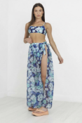 48 X BRAND NEW LADIES SHEER BEACH SKIRT WITH TIE FRONT IN RETRO FLORAL PRINT IN RATIO SIZES XS, S, M