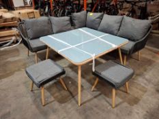 1 X PRE - BUILT LINEA GRANADA CORNER GARDEN SET TO INCLUDE  1 X CORNER SOFA 1 X GLASS TOP TABLE ,