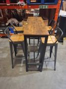 1 X FIVE PIECE INDUSTRIAL-STYLE BAR SET TO INCLUDE 1 X TABLE AND 4 X BAR STOOLS
