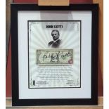 GLASS FRAMED WALL DISPLAY CONTAINING ONE DOLLAR BILL
