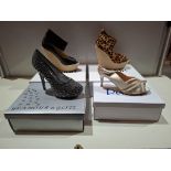 56 X BRAND NEW MIXED SHOES LOT TO INCLUDE GLAMOUR N GLITZ POINTED TOE HIGH HEELS IN BLACK SATIN ,