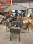 1 X PRE - BUILT LINEA HAVANA 6 PIECE TO IN CLUDE 1 X SQUARE GLASS TOP TABLE , 4 X METAL CHAIRS , 1 X