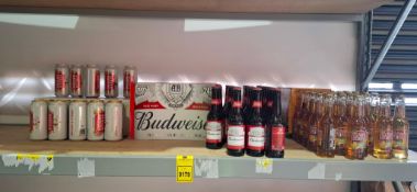 90 + MIXED BEER LOT TO INCLUDE BOTTLES OF BUDWEISER PREMIUM LAGER , CANS OF STELLA ARTOIS