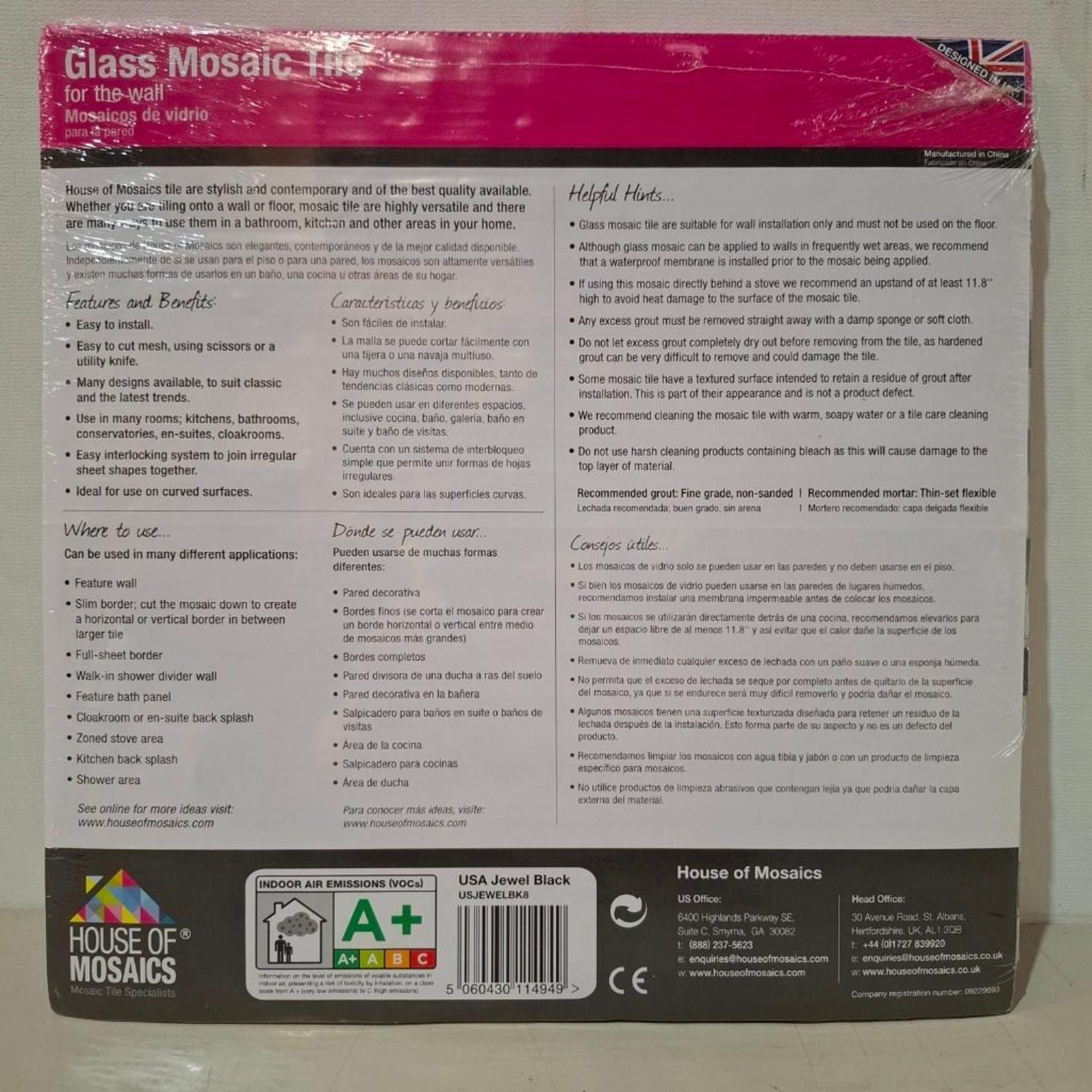 32 X BRAND NEW SHEETS OF HOUSE OF MOSAICS BRANDED JEWEL BLACK MOSAIC TILES - Image 3 of 3