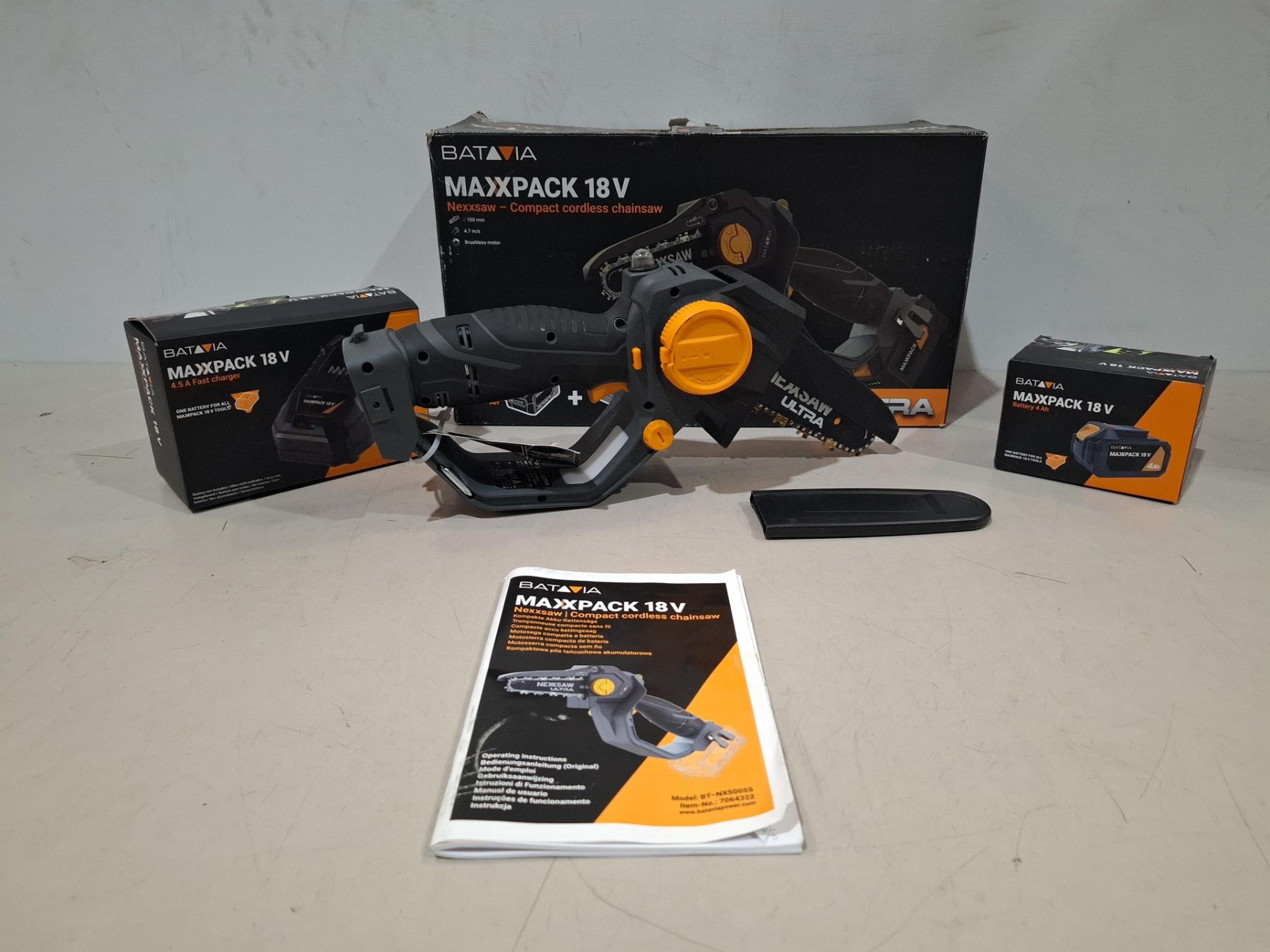 1 X BRAND NEW BATAVIA COMPACT CORDLESS CHAINSAW 150MM BATTERY AND CHARGER INCLUDED
