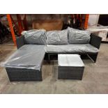 1 X IN BOX KAUAI CORNER RATTAN CHAISE SET TO INCLUDE 1 X LOVE SEAT , 1 X CHAISE , 1 X GLASS TABLE TO