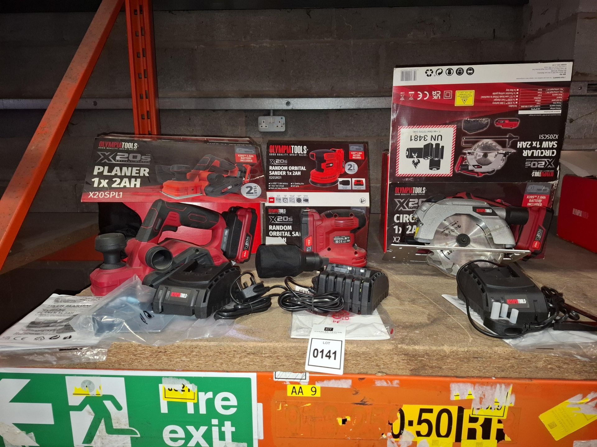 3 X BRAND NEW WITH BOXES MIXED OLYMPIA TOOLS LOT TO INCLUDE 1 X X20S CORDLESS PLANER 20V , 1 X X20S