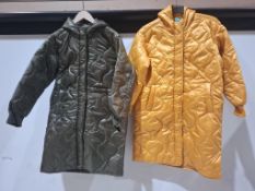 80 X BRAND NEW SEEMORE COATS IN YELLOW AND DARK GREEN IN SIZES S , M AND L IN 4 BOXES