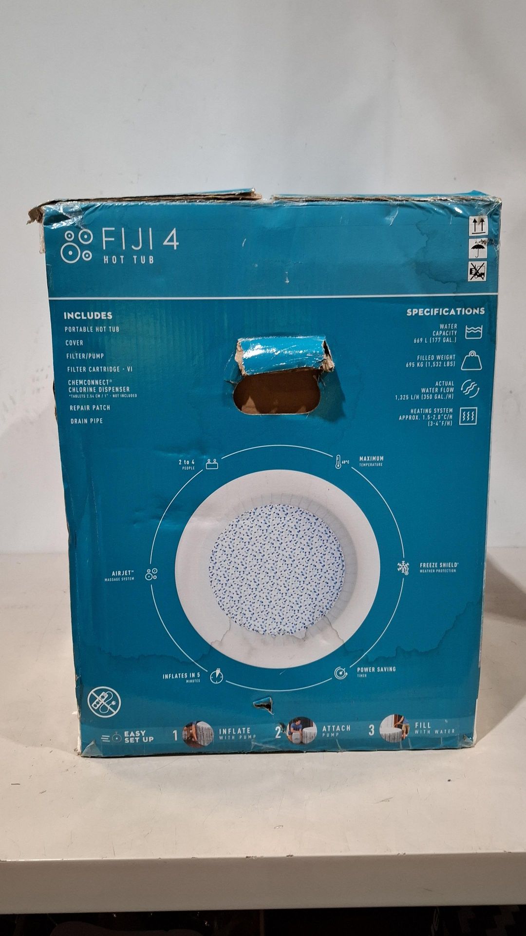 1 X IN BOX BESTWAY LAY - Z - SPA FIJI 4  AIR-JET HOT TUB - INFLATED SIZE 1.80 M X 66 CM ( NOTE  BOX - Image 2 of 2