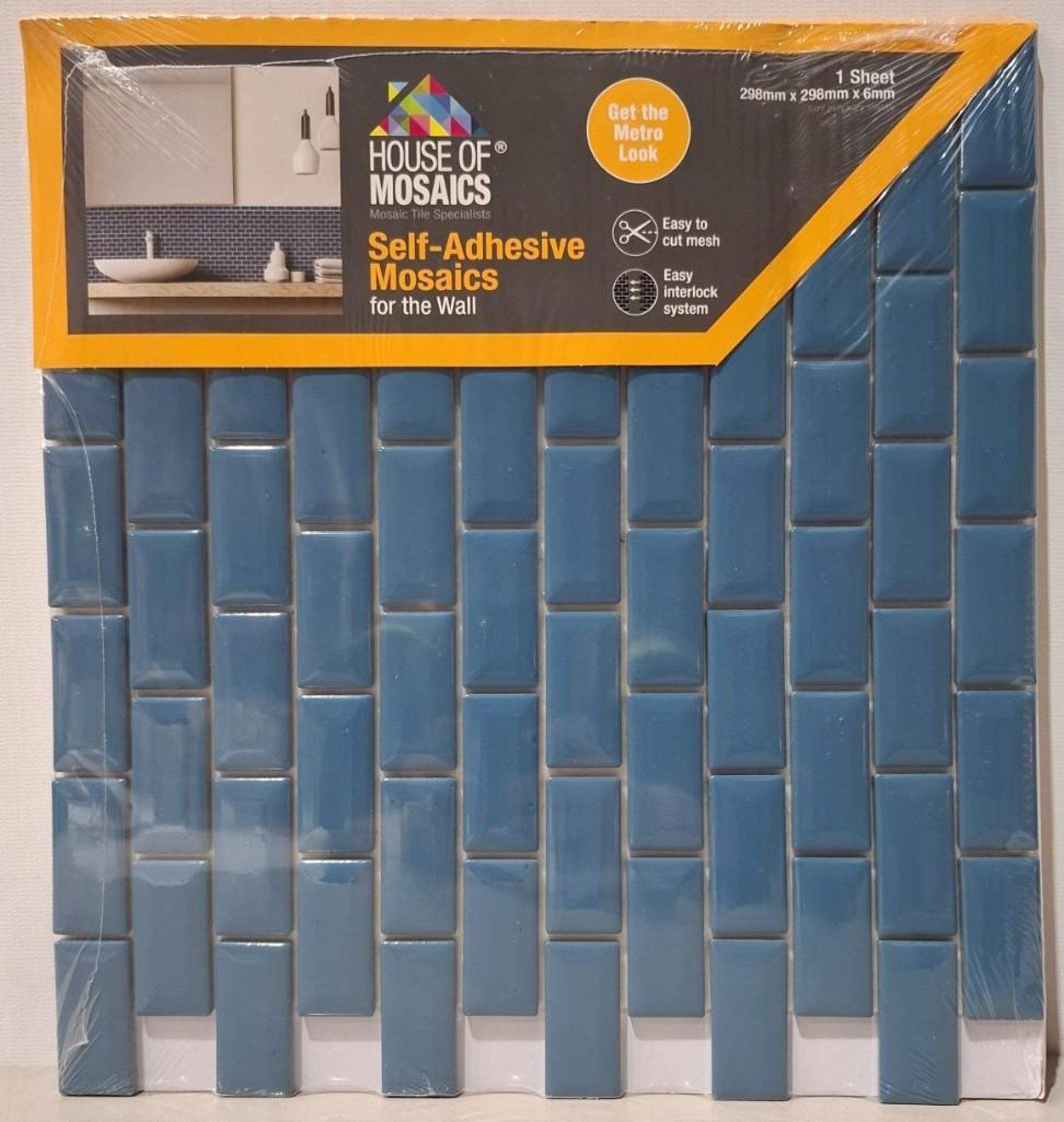 70 X BRAND NEW SHEETS OF HOUSE OF MOSAICS BRANDED MINI METRO PETROL BLUE SELF ADHESIVE MOSAIC TILES