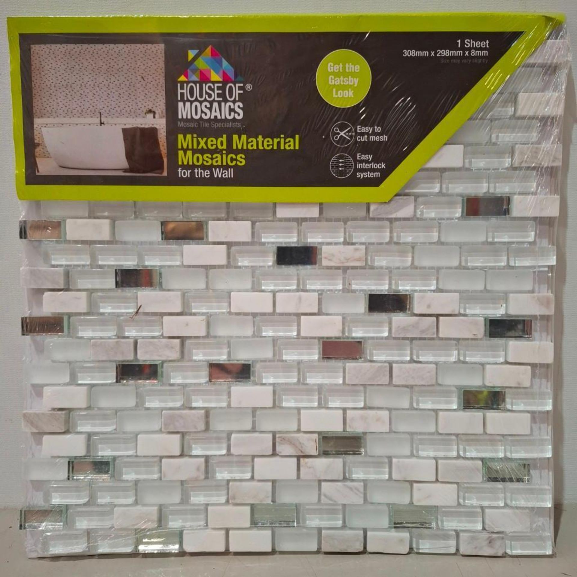 50 X BRAND NEW SHEETS OF HOUSE OF MOSAICS BRANDED CARRERA ART DECO MOSAIC TILES