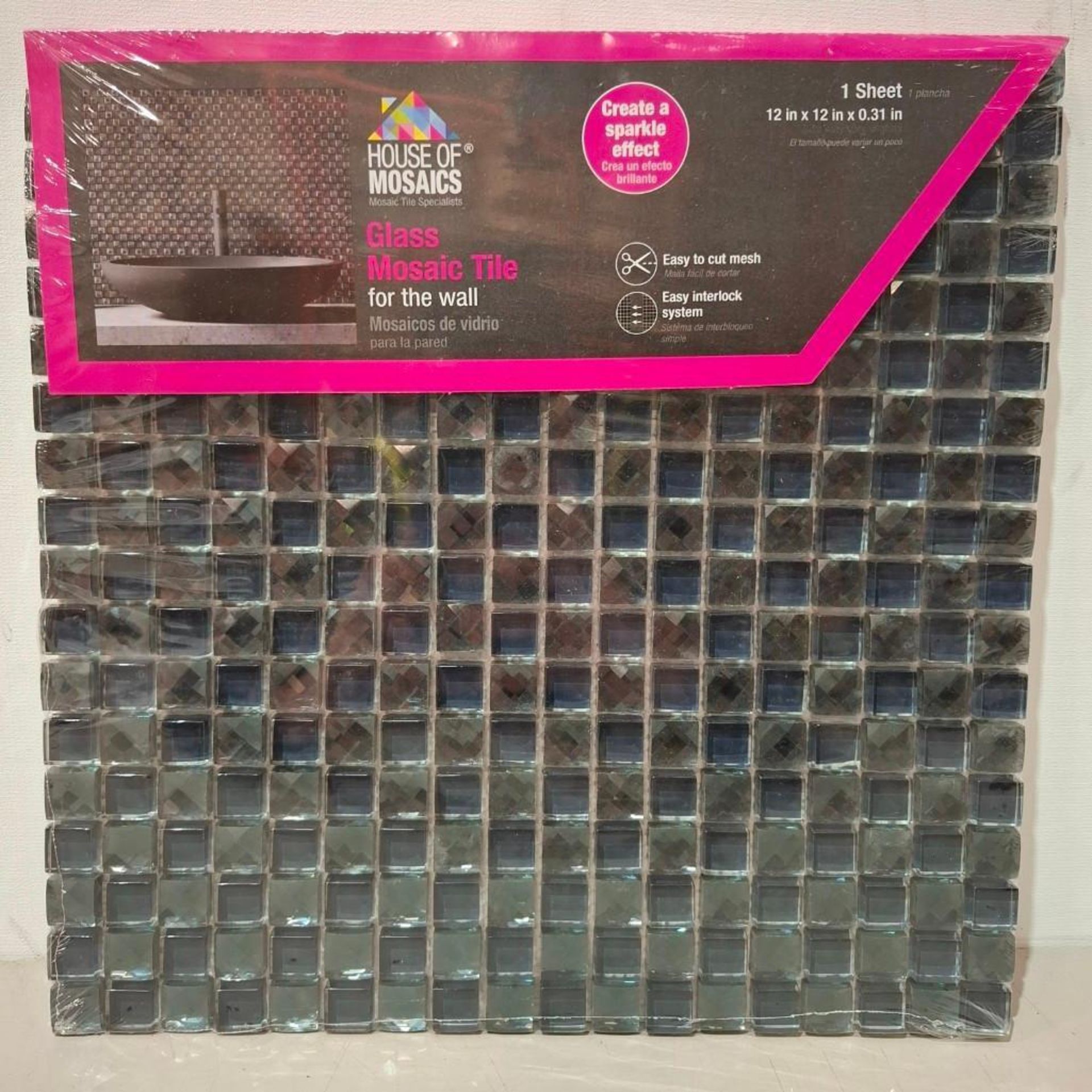 32 X BRAND NEW SHEETS OF HOUSE OF MOSAICS BRANDED JEWEL BLACK MOSAIC TILES