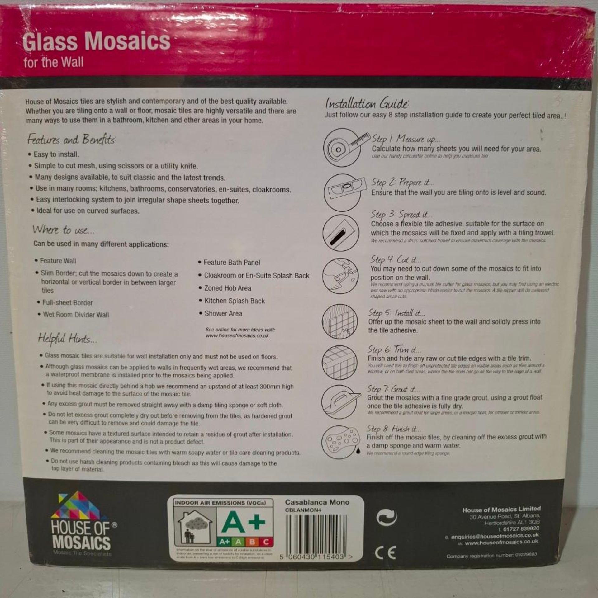 55 X BRAND NEW SHEETS OF HOUSE OF MOSAICS BRANDED CASABLANCA MONO SELF ADHESIVE MOSAIC TILES - Image 3 of 3