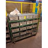 MOBILE FIVE TIER TROLLEY WITH TOTE TINS AND CONTENTS OF IRONMONGERY