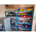 BAY OF RACKING WITH CONTENTS OF NEW STOCK, BEING CUTTING DISCS, CUTTING NOZZLES, HOLLOW BOLTS, EARTH