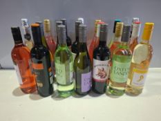 20 X BRAND NEW MIXED WINE LOT TO INCLUDE DARWIN'S FOX CABERNET SAUVIGNON , LAMBRINI STRAWBERRY FRUIT