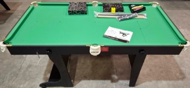 1 X BRAND NEW PRE - BUILT 6FT RILEY SNOOKER TABLE WITH ALL SNOOKER TABLE ACCESSORIES - SNOOKER CUE'S