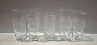 80 X VARIOUS GLASS PINT GLASSES IN 3 TRAYS