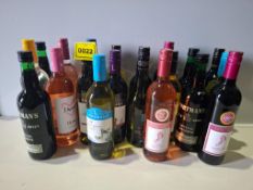 20 X BRAND NEW MIXED WINE LOT TO INCLUDE BAREFOOT PINK PINOT GRIGO , I HEART ROSE FRESH & FRUITY , M