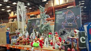 FULL BAY OF MIXED CHRISTMAS LOT TO INCLUDE LED WEEPING WILLOW TREE , PREMIER 1.18M TWINKLING