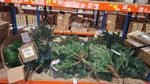 FULL BAY OF MISCELLANEOUS CHRISTMAS TREES / PARTS AND TREE STANDS (NOTE CUSTOMER RETURNS )