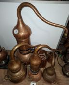 4 X HANDCRAFTED COPPER ALEMBIC DISTILLATION STILLS IN VARIOUS SIZES - RRP EACH £100