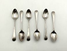 A set of six Georgian crested silver teaspoons,