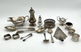 A group of assorted English hallmarked silver items,