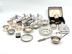 A collection of assorted hallmarked silver items,