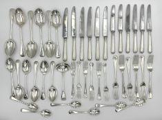 An early 20th century composed canteen of Old English pattern cutlery,