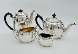 A George V four piece silver tea set,
