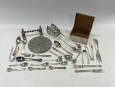 A collection of silver, together with silver plated items,