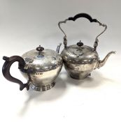 A George V silver teapot and kettle,
