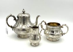A Victorian silver three piece tea service,
