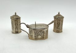 A Victorian three piece condiment set,