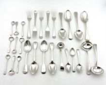 A collection of mixed 19th century silver flatware,