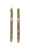 A pair of two colour 9ct gold hoop style earrings, inside diameter 5cm, width 4mm, hallmraked 9ct